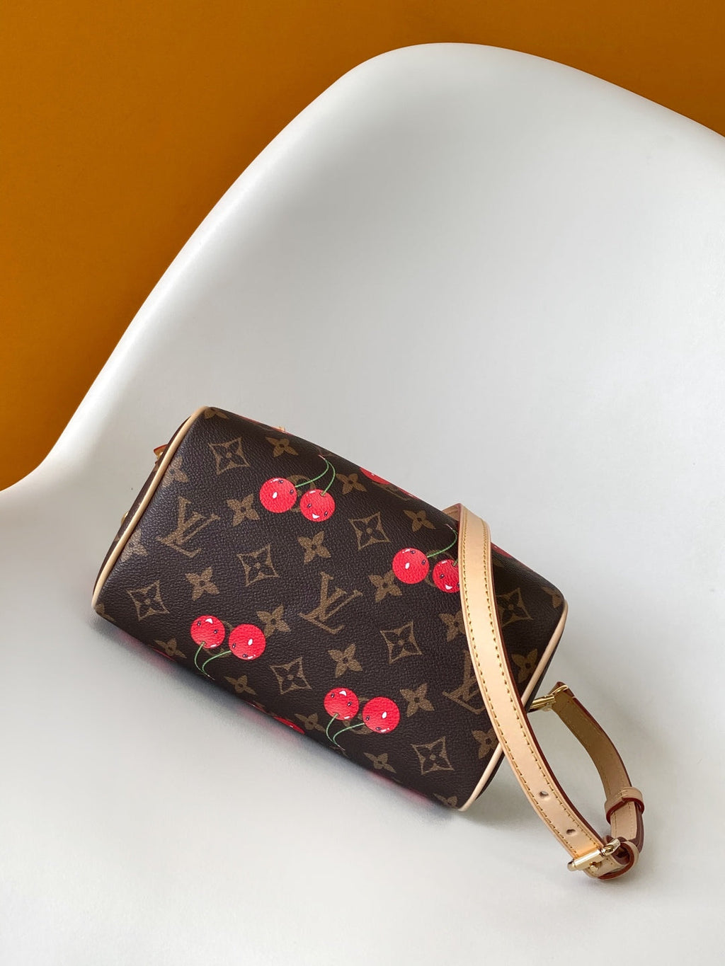 LV x TM Speedy Bandoulière 20cm Brown Monogram Cherry Canvas Cowhide GHW