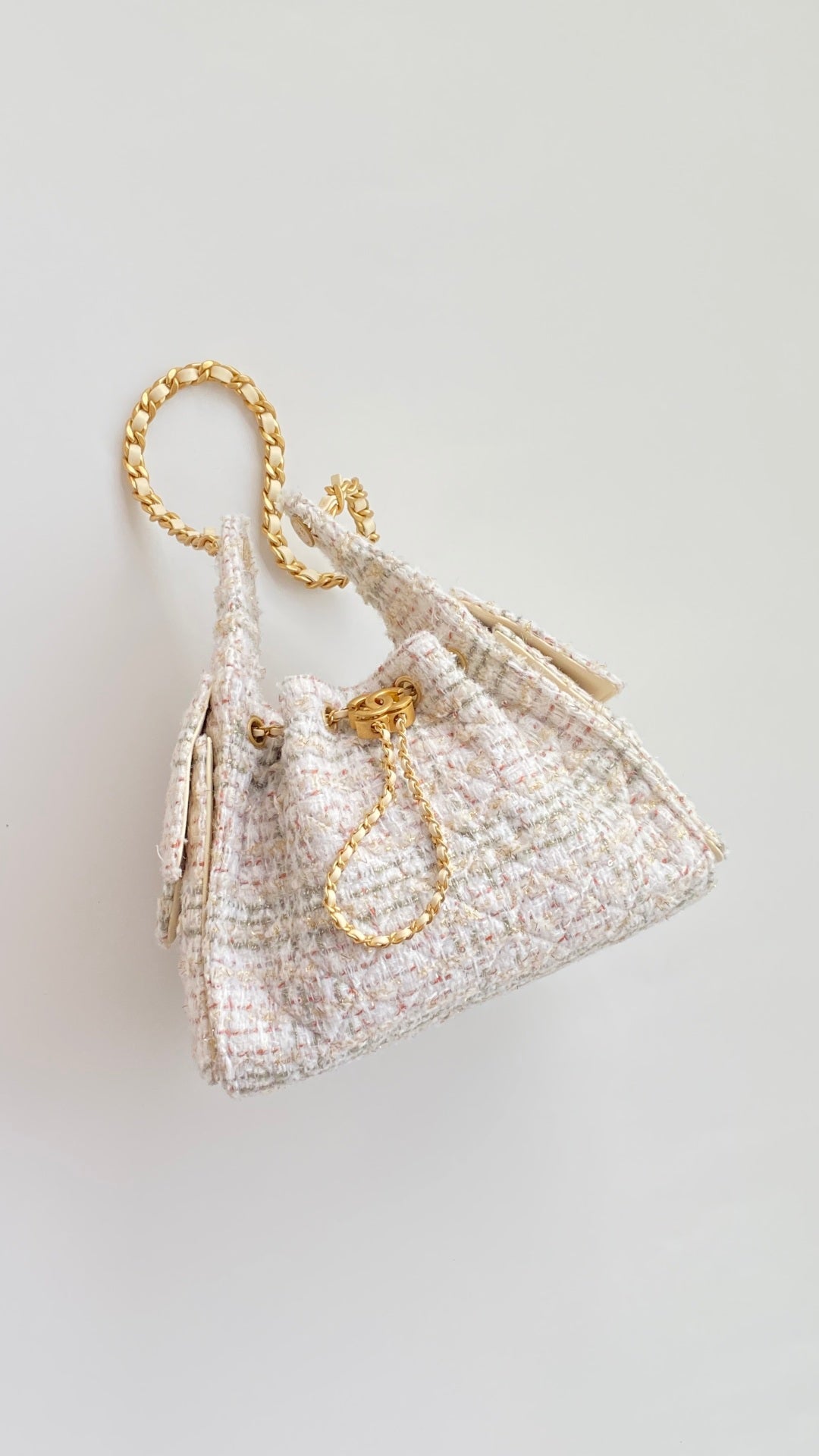 CC 25 hobo bag 30 ivory white pink tweed