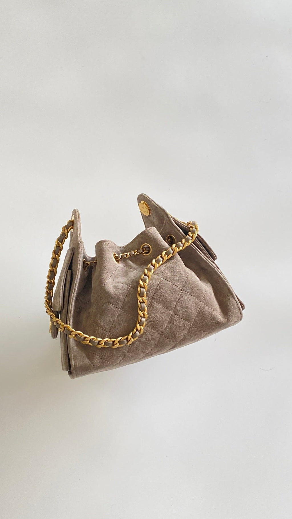 Chanel 2026 Hobo Bag 22cm Light Grey Suede