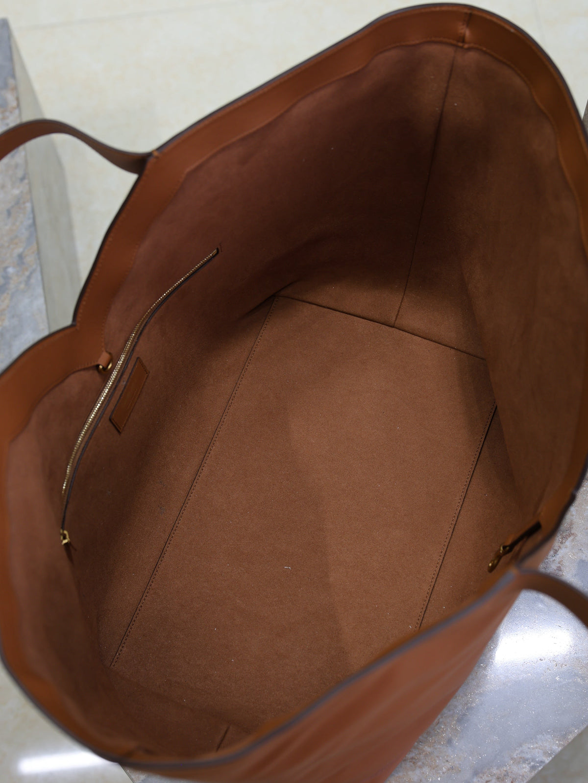 Y Tote Bag Brown Cowhide
