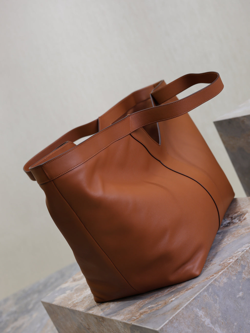 Y Tote Bag Brown Cowhide