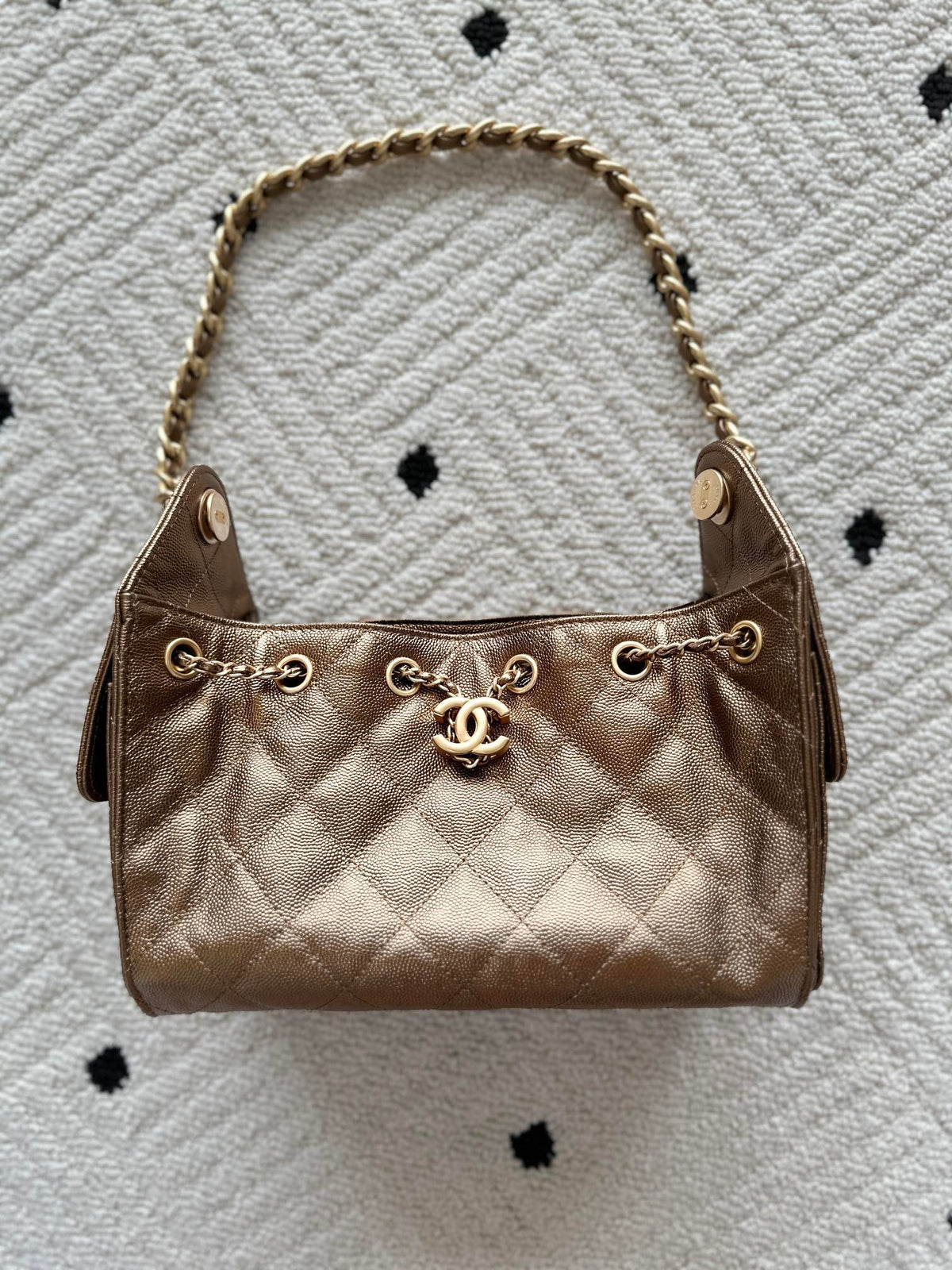 Chanel 25 Hobo Bag 22cm Bronze Calfskin 286184