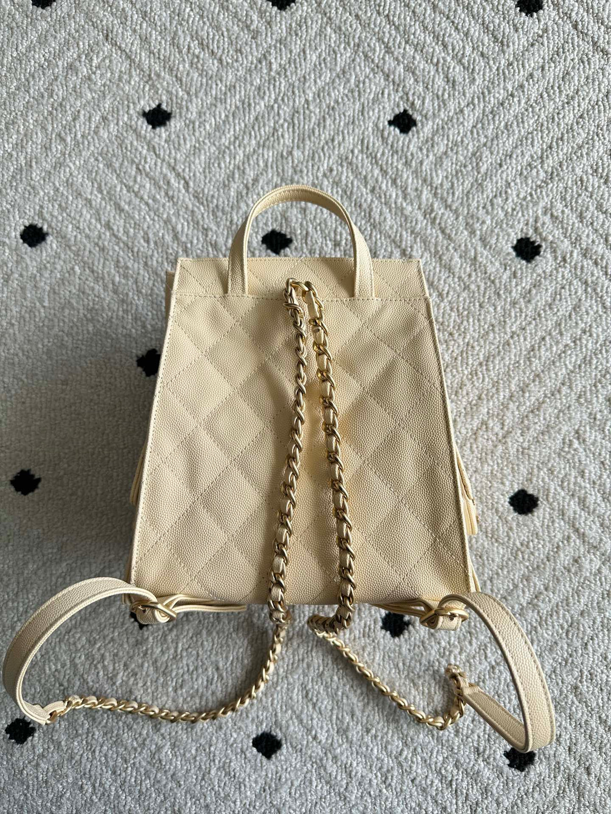 Chanel 2025 Backpack 23cm Light Yellow Grained Calfskin 318276