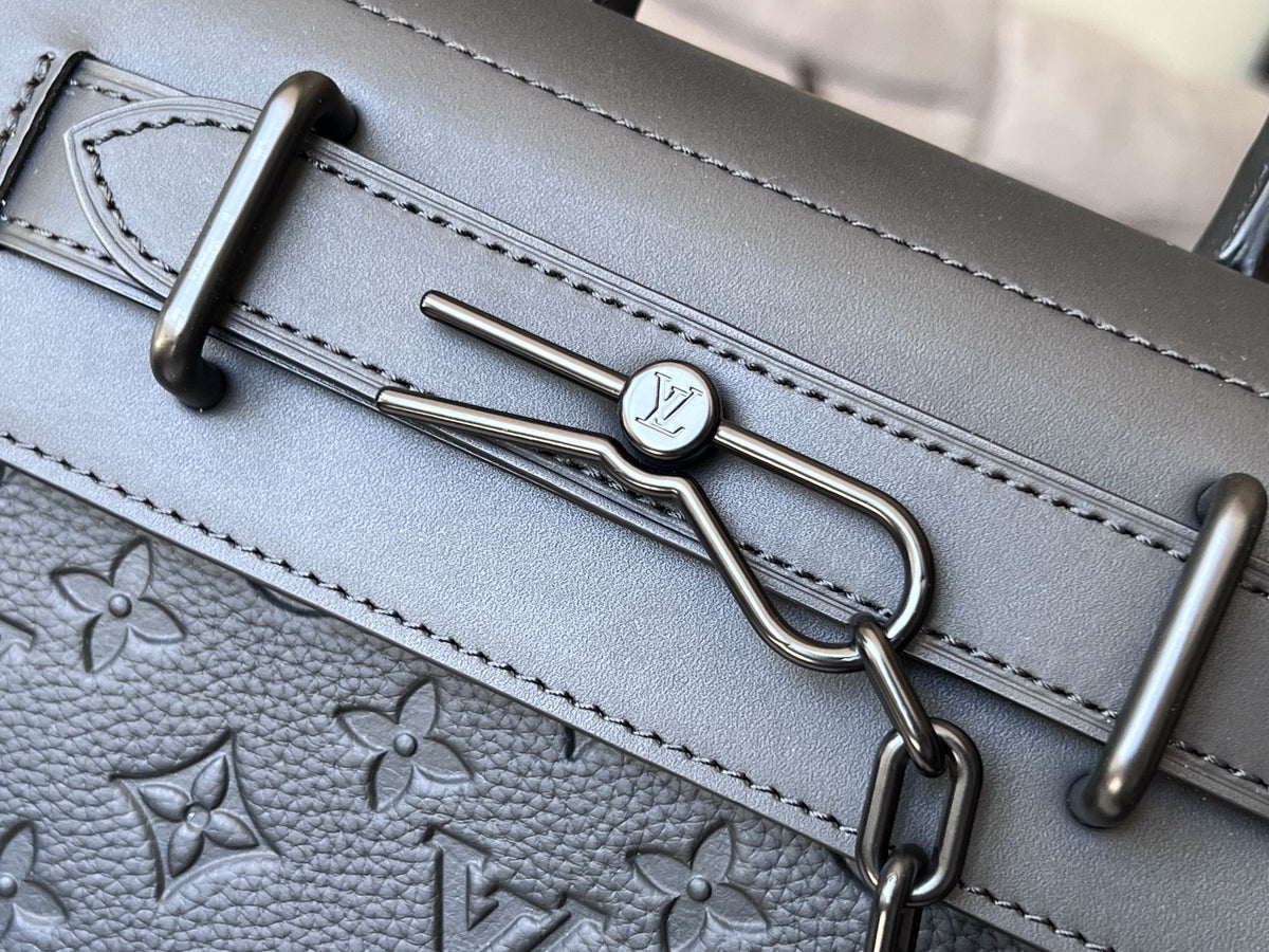 LV Steamer PM Bag 25cm Black Taurillon Monogram Leather