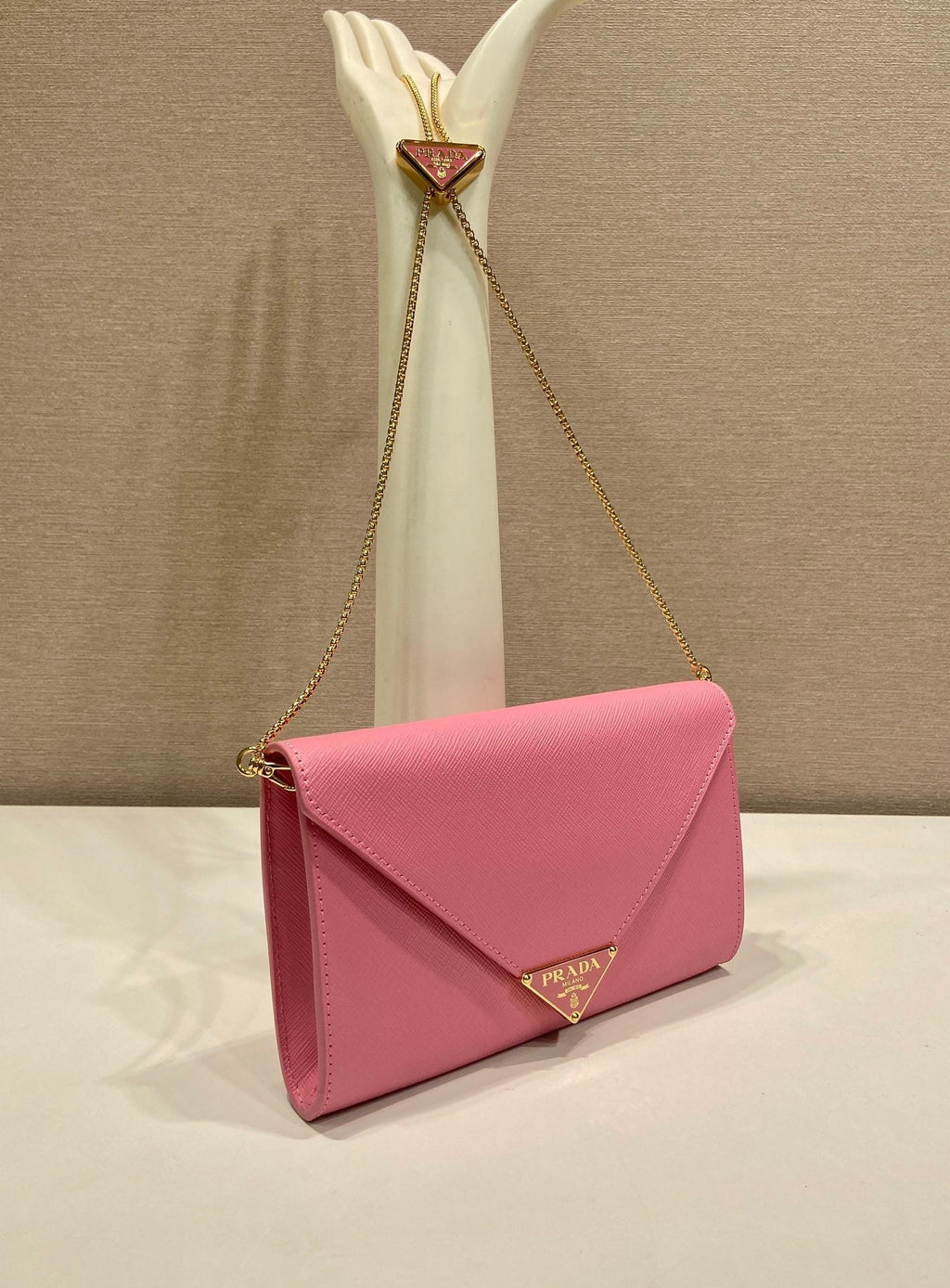 PRA Cross pattern envelope bag pink leather 341153