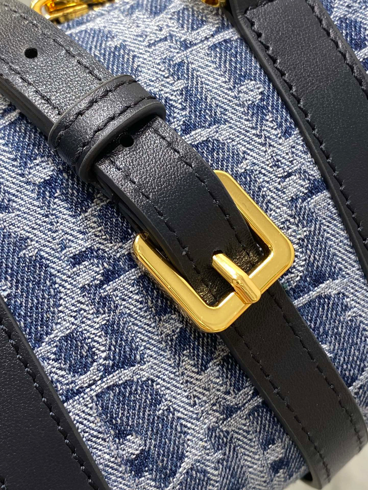 GROOVE MINI 17 BAG IN DENIM BLUE OBLIQUE MONOGRAM JACQUARD