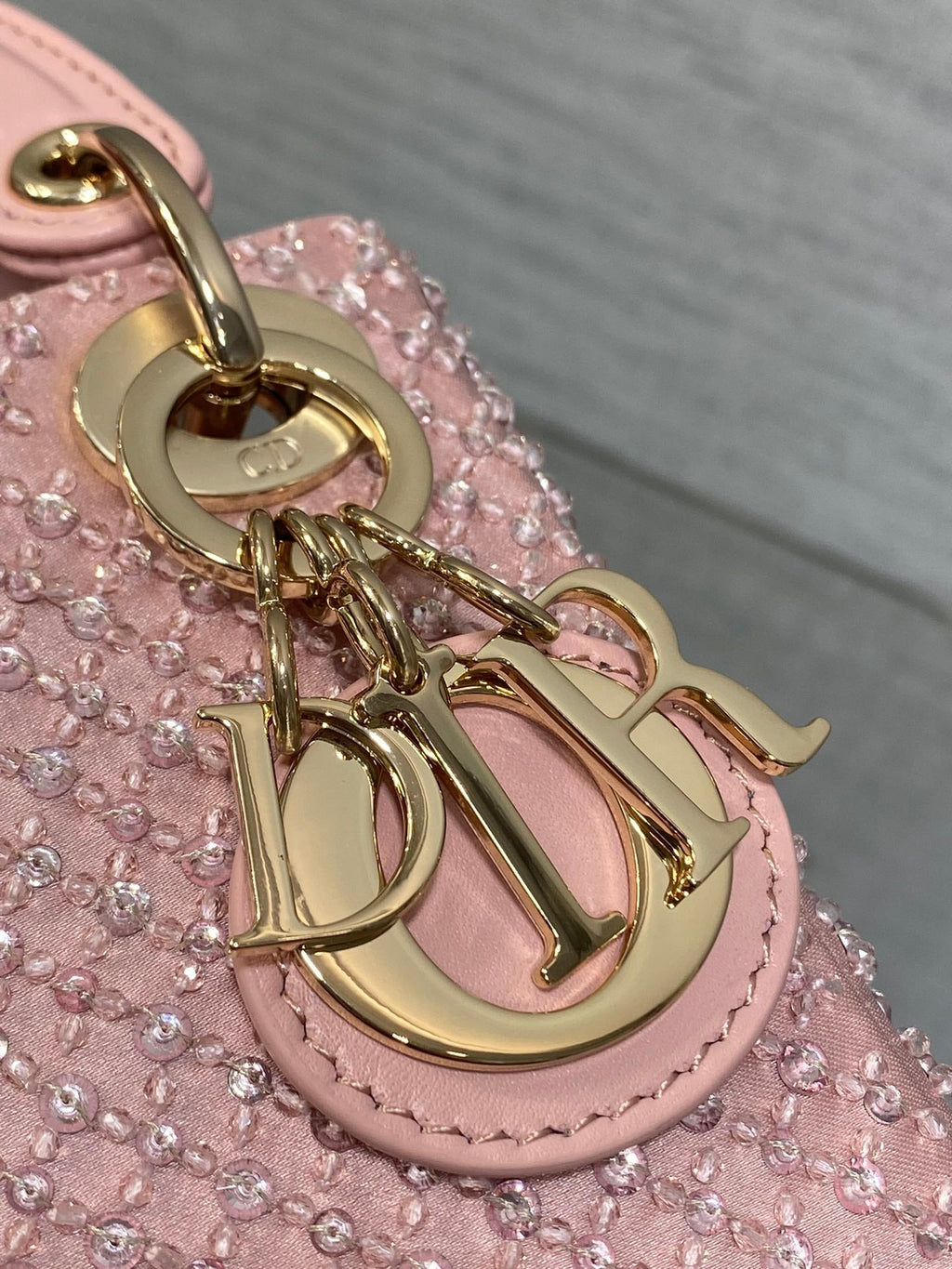 MICRO 12 LADY BAG IN BLUSH PINK SATIN WITH BEADING