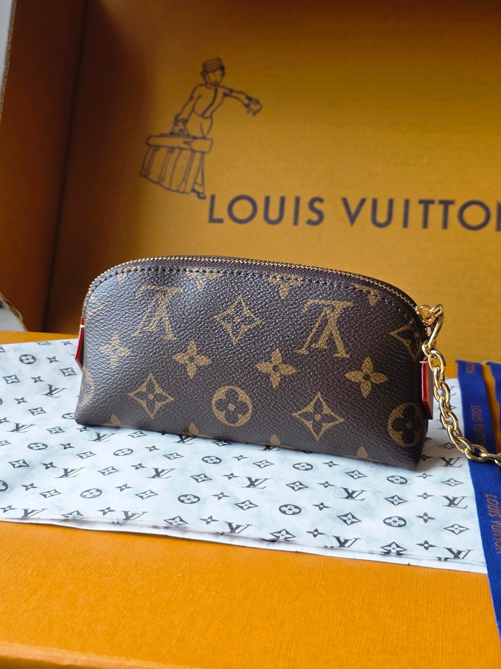 LV M25694 Cosmetic Lipstick Pouch Brown Monogram Canvas & Cowhide GHW
