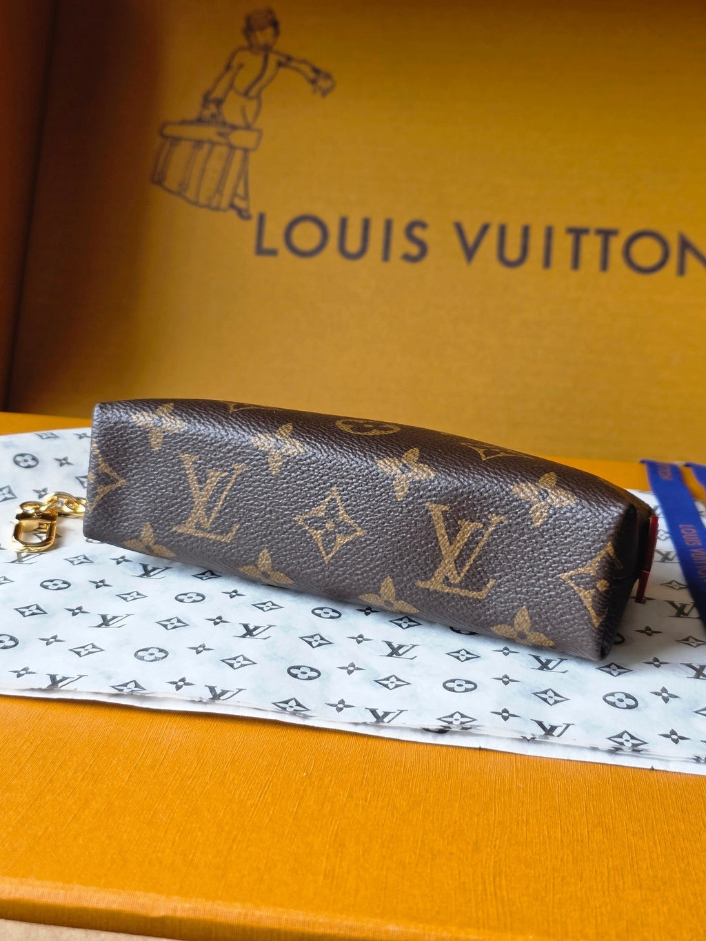 LV M25694 Cosmetic Lipstick Pouch Brown Monogram Canvas & Cowhide GHW