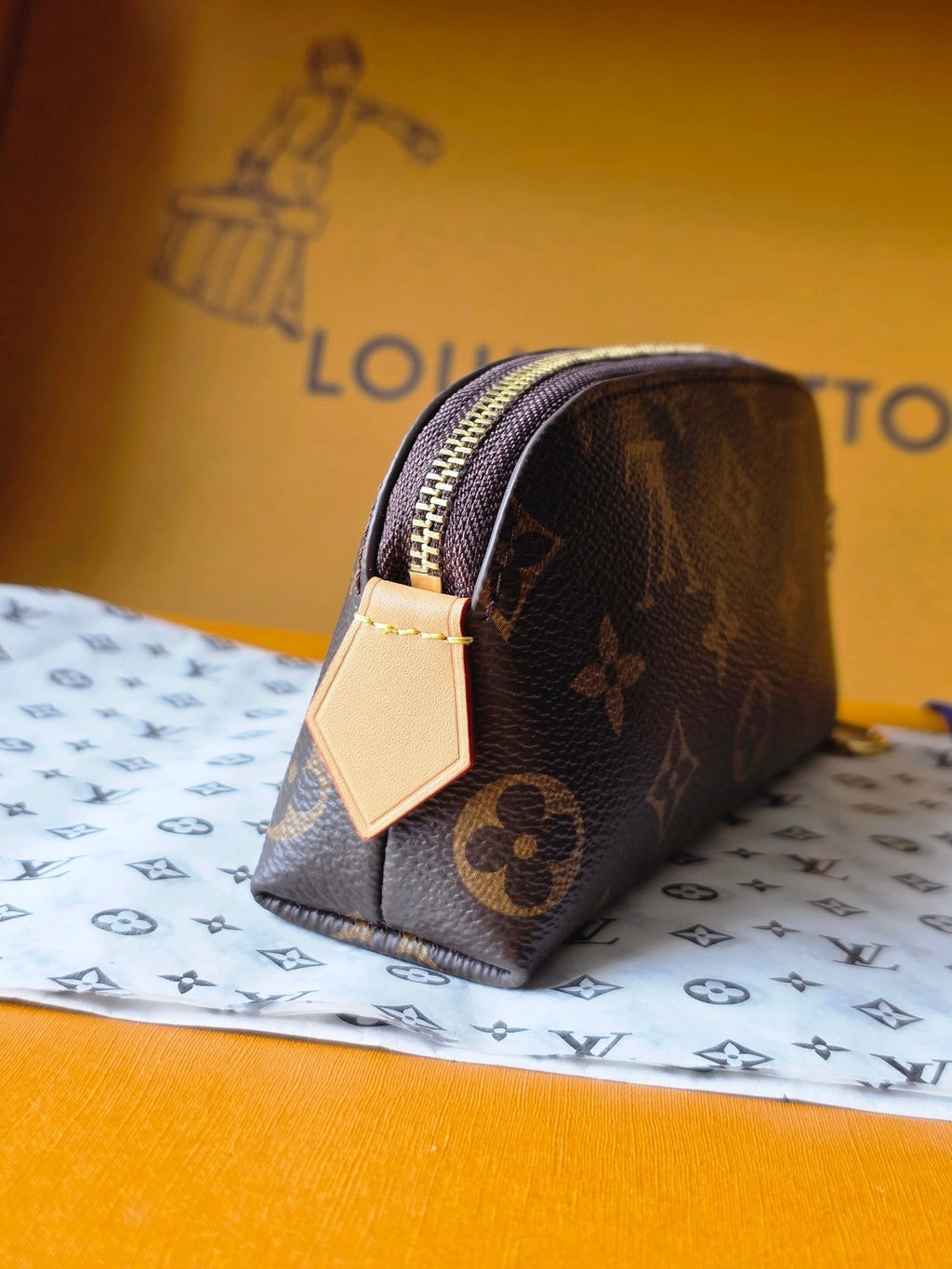 LV M25694 Cosmetic Lipstick Pouch Brown Monogram Canvas & Cowhide GHW