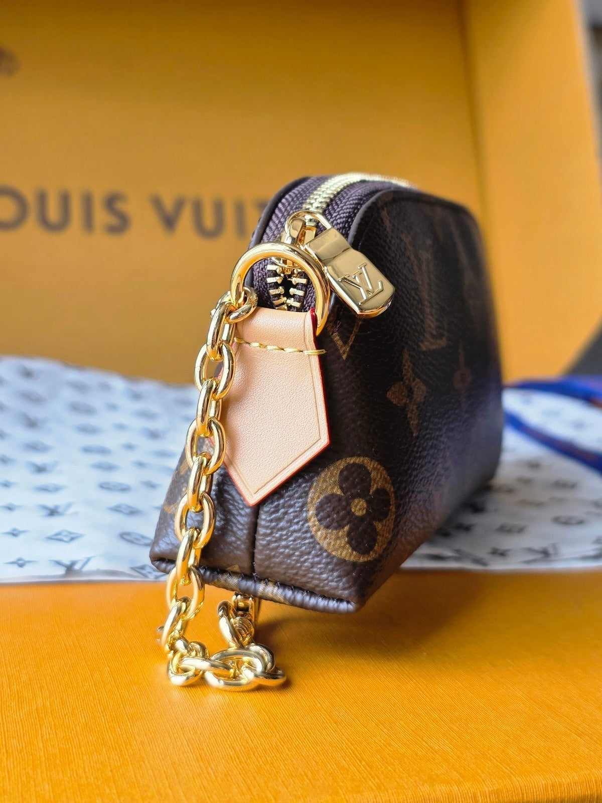 LV M25694 Cosmetic Lipstick Pouch Brown Monogram Canvas & Cowhide GHW
