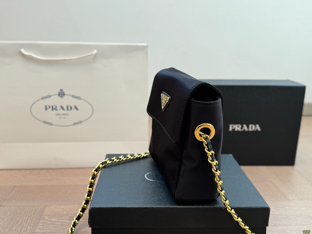 GOLD HARDWARE MINI BAG 18 IN BLACK RE-NYLON