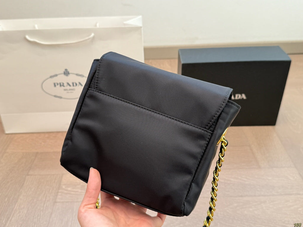 GOLD HARDWARE MINI BAG 18 IN BLACK RE-NYLON