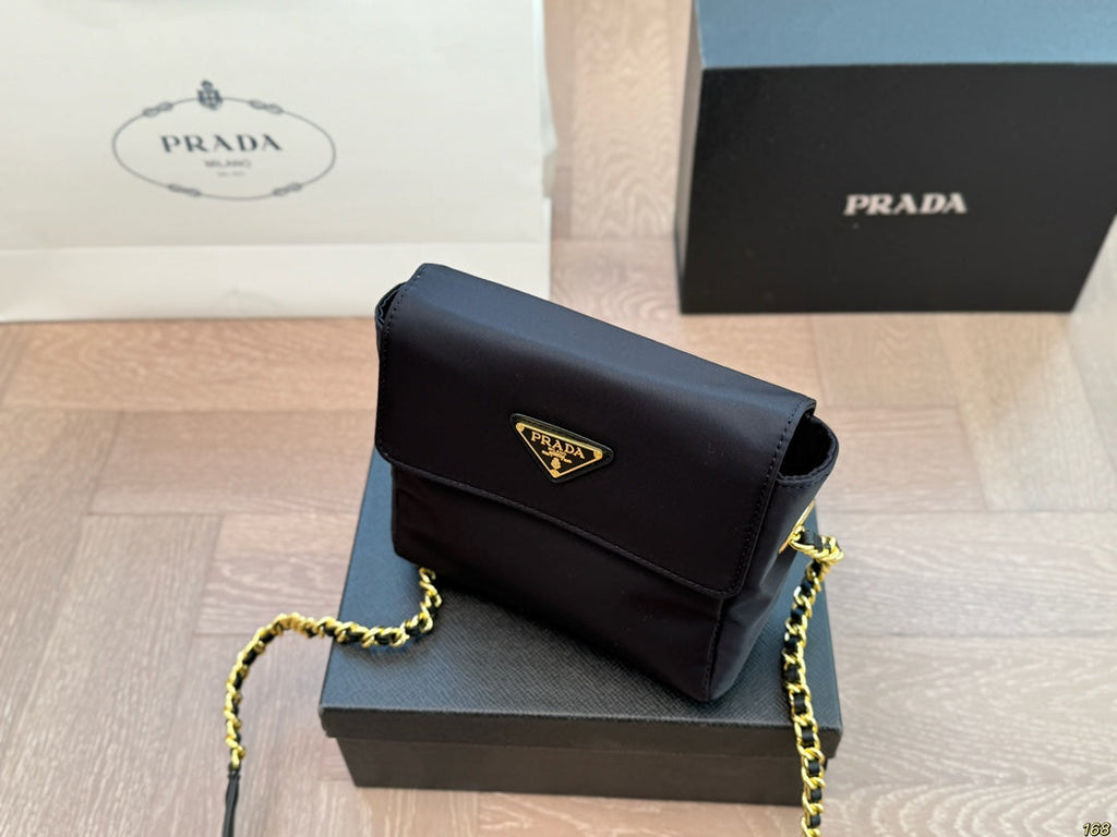 GOLD HARDWARE MINI BAG 18 IN BLACK RE-NYLON
