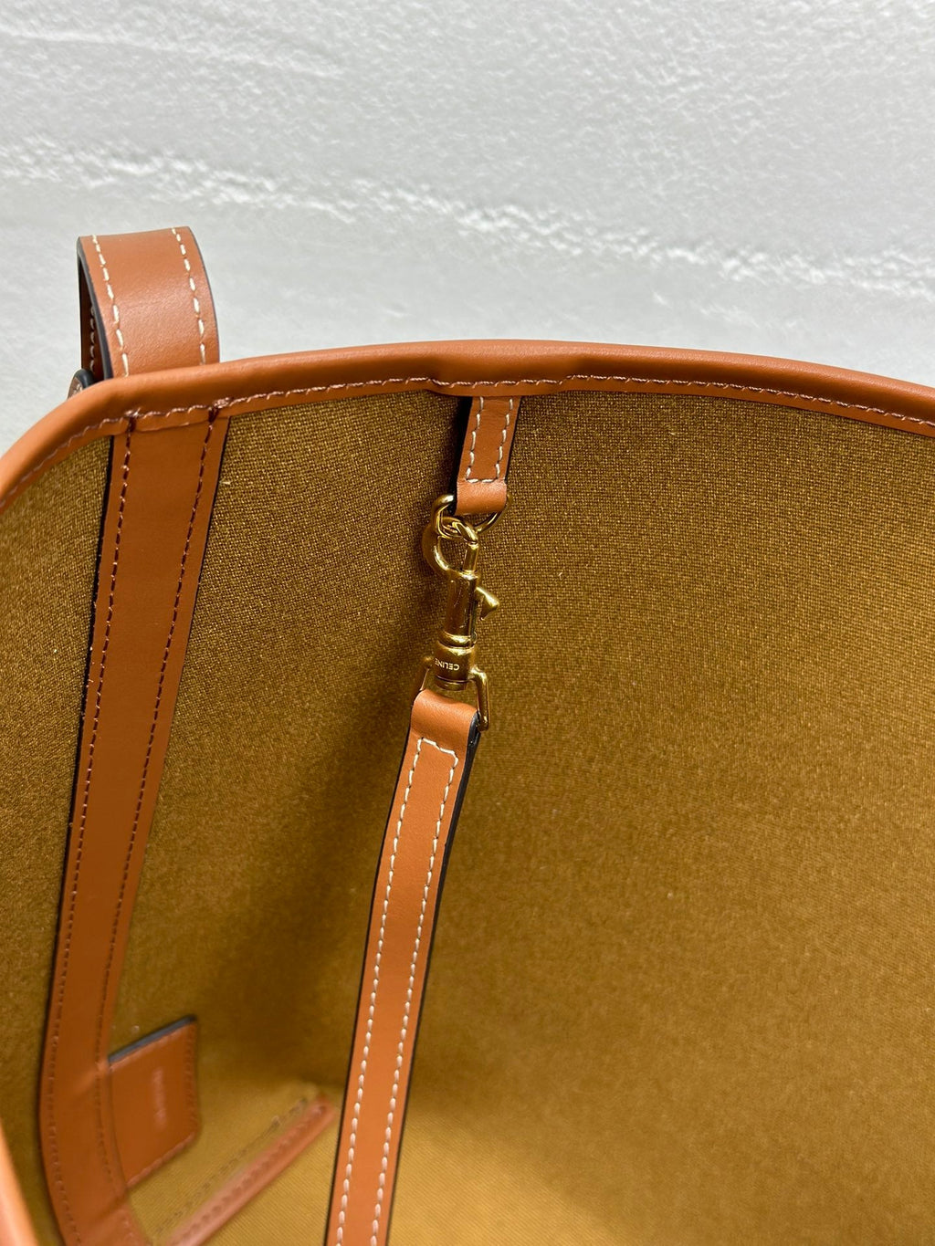 Celine Soft Shopper Bag in Triomphe Brown Black Canvas and Calfskin