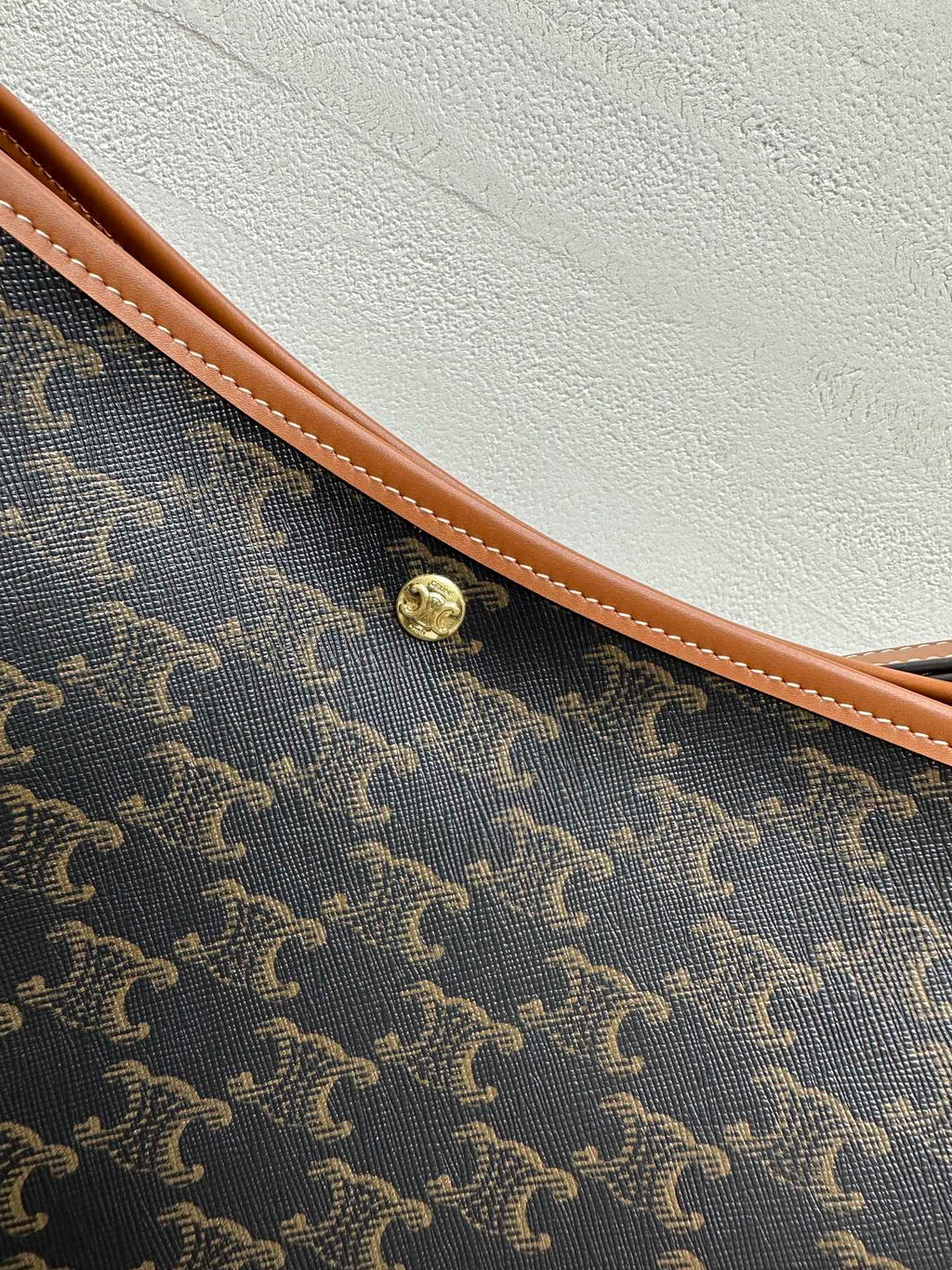 Celine Soft Shopper Bag in Triomphe Brown Black Canvas and Calfskin
