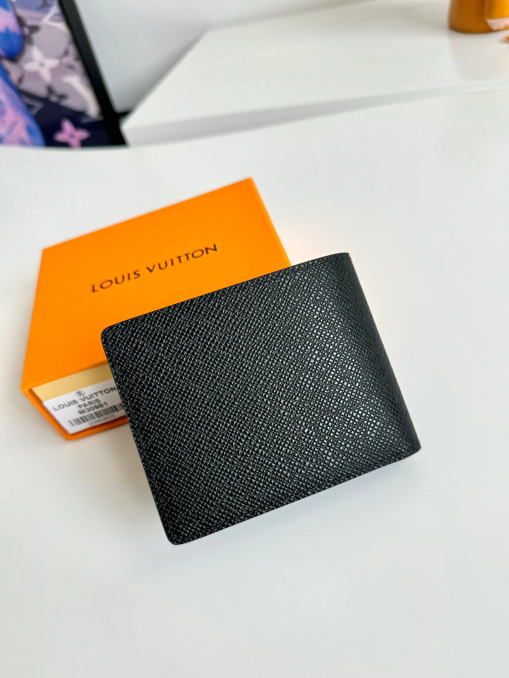 LV Multiple Wallet Black Blue Taiga Cowhide 221440