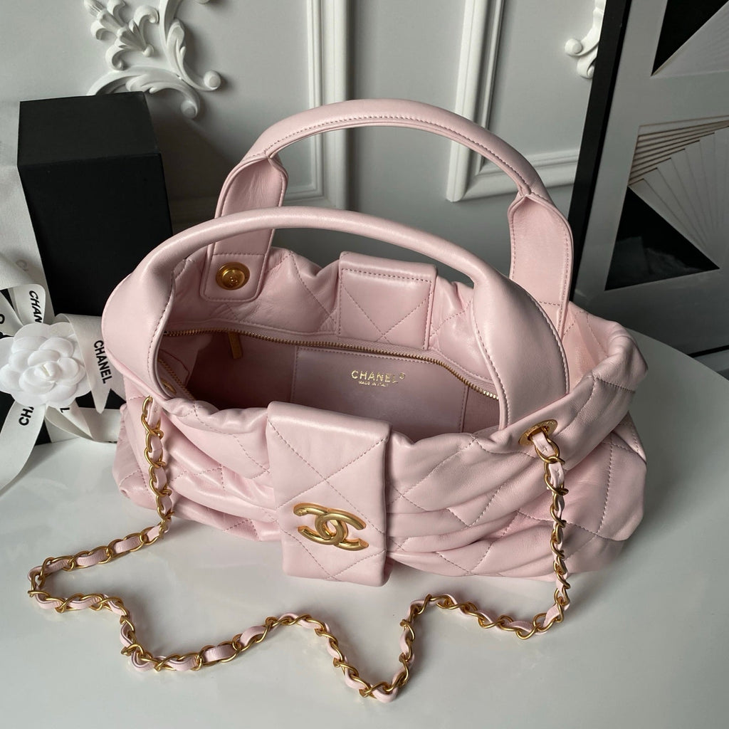 Chanel 25K Bow Bag Pink Gold Calfskin 295190
