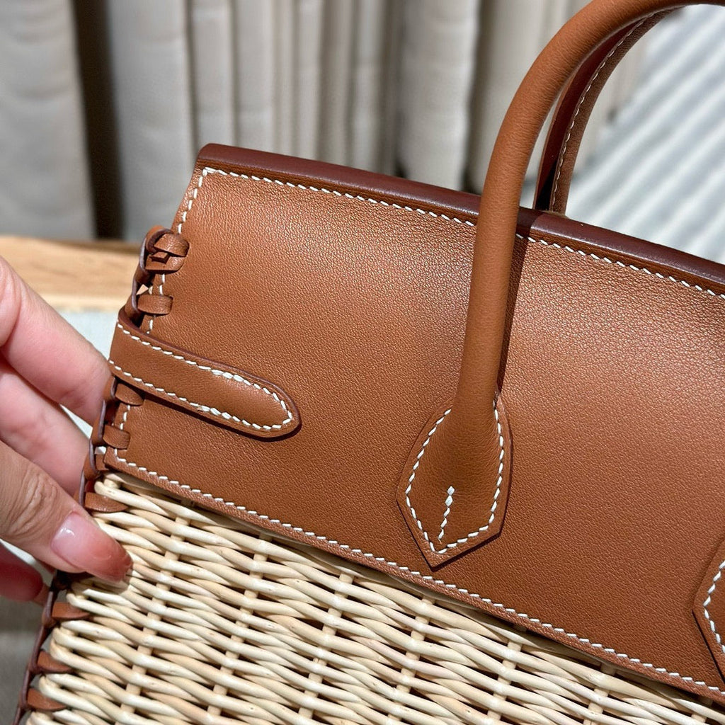 HM BIRKIN 25 CM PICNIC GOLD BAMBOO AND RATTAN