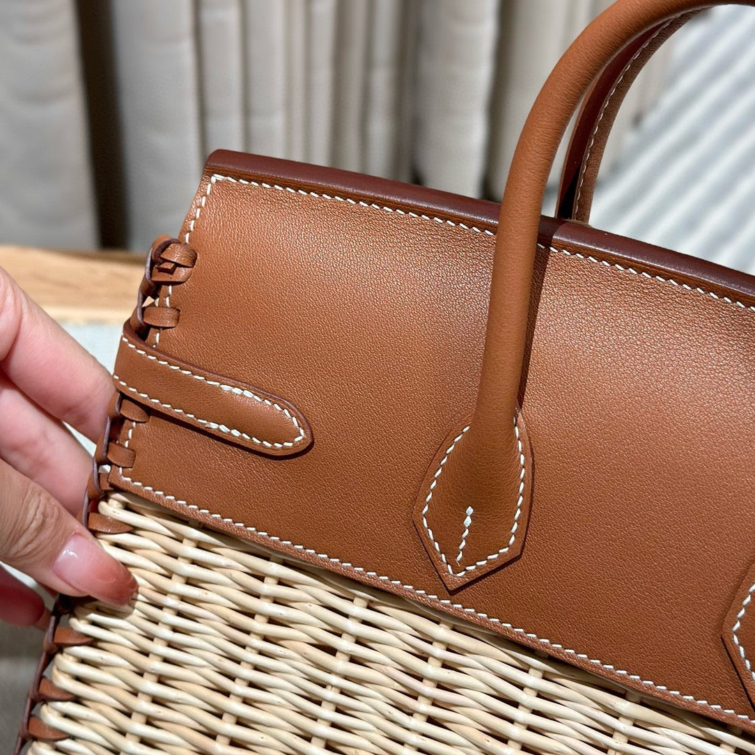 HM BIRKIN 25 CM PICNIC GOLD BAMBOO AND RATTAN