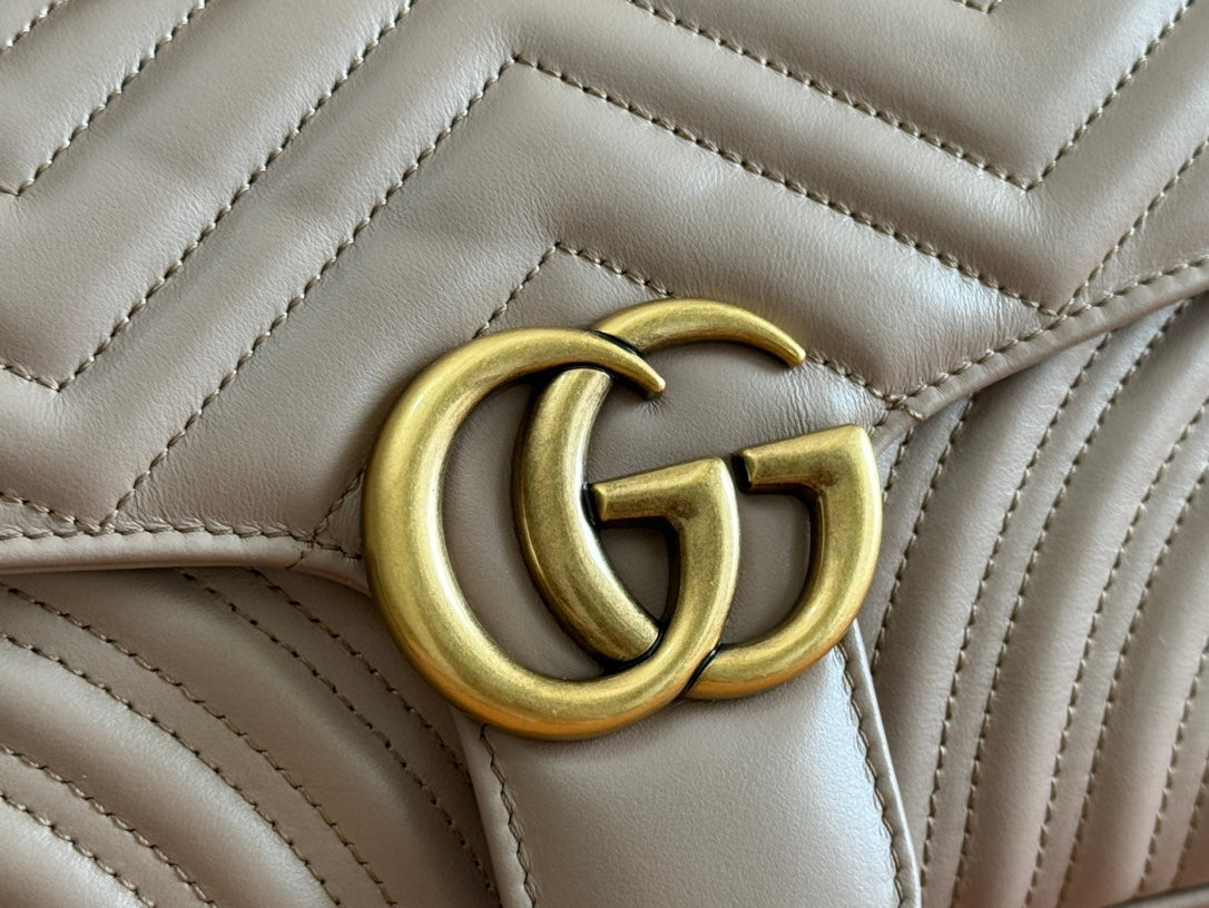 GG MARMONT MATELASS_ LARGE 26 BAG BEIGE CALFSKIN