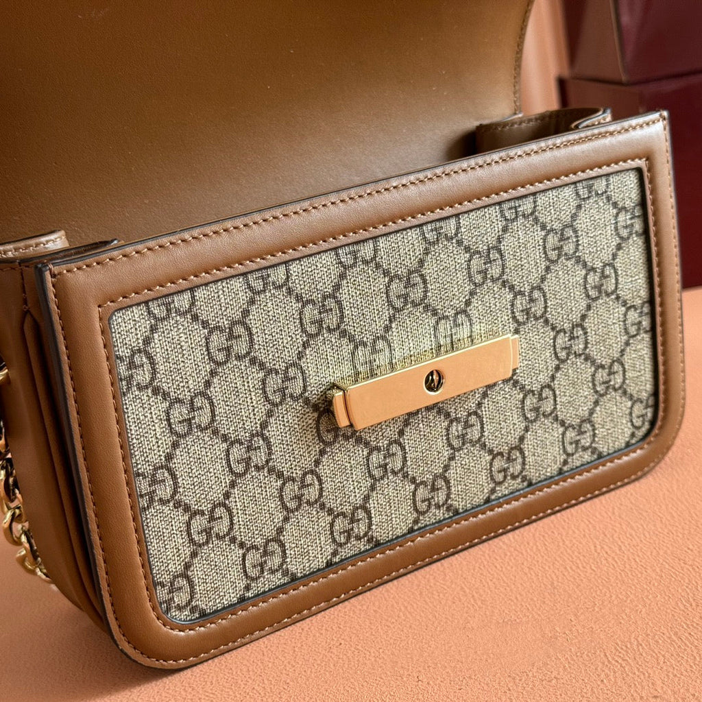 GO SMALL SHOULDER BAG 21.5 IN DARK GREY BROWN CALFSKIN