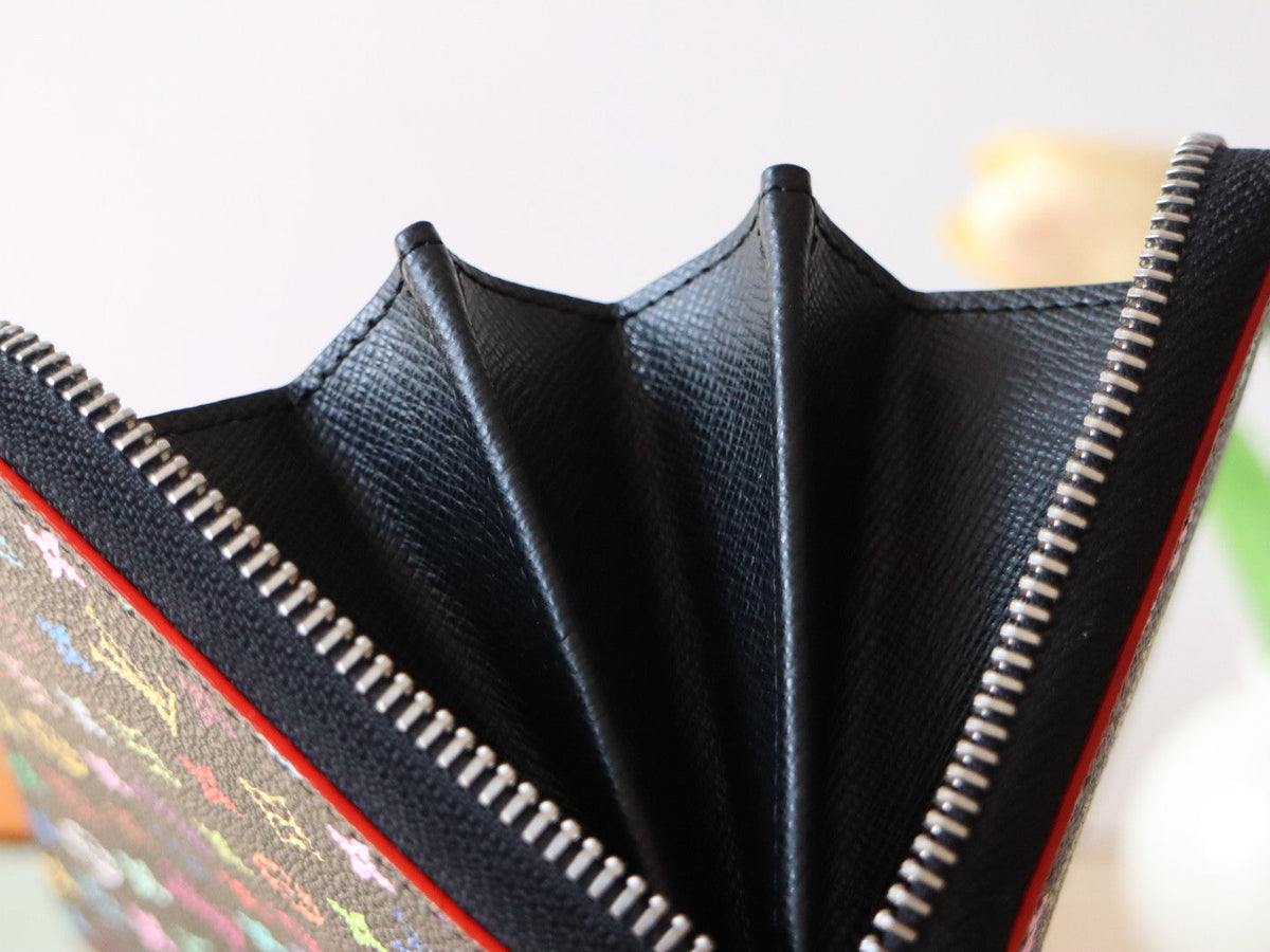 ZIPPY WALLET 19 IN BLACK MIX COLORFUL CALFSKIN