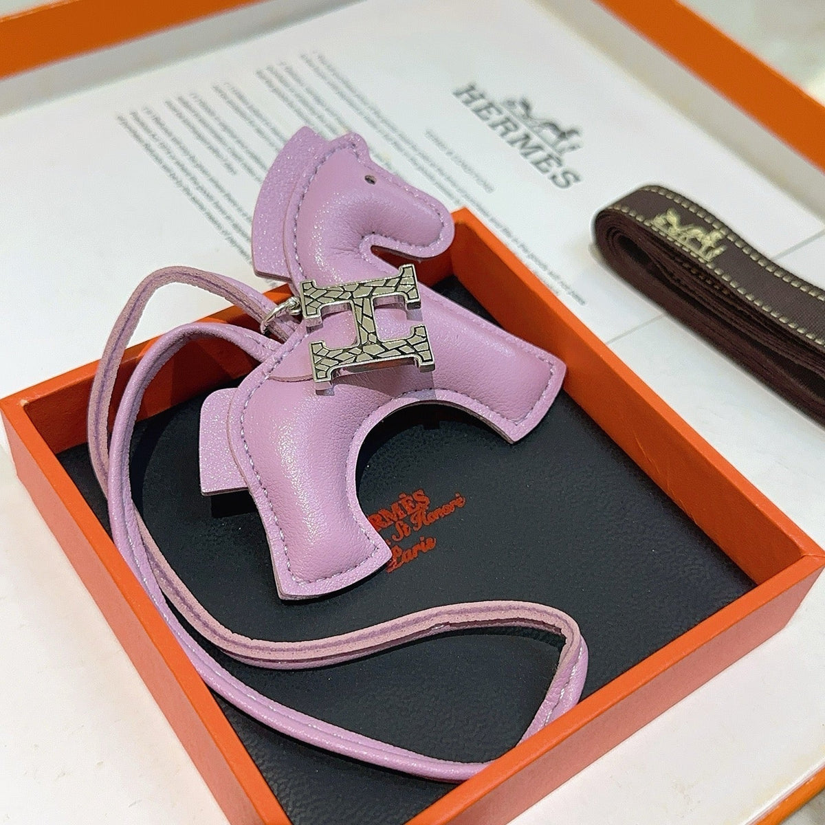 HM Rodeo Horse Bag Charm In Purple Leather