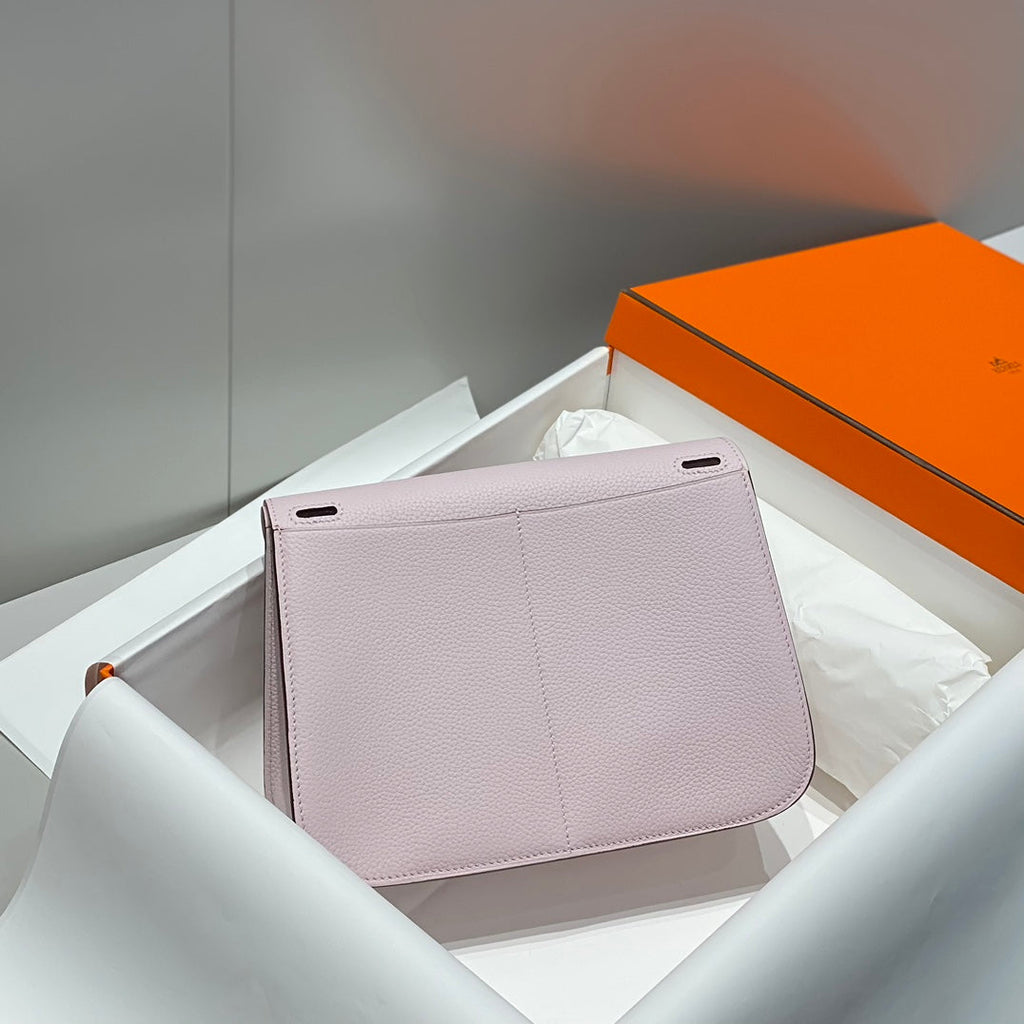 HALZAN 25 HANDLE BAG IN BABY PINK GRAINED CALFSKIN