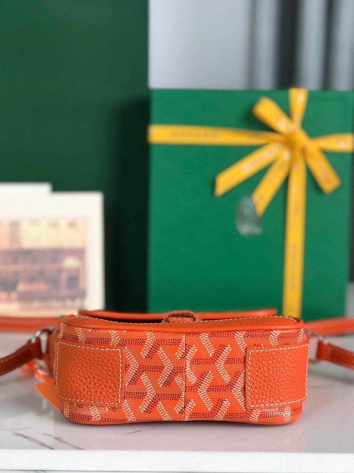 GRAND BLEU 16 IN ORANGE GOYARDINE CANVAS AND LAMBSKIN