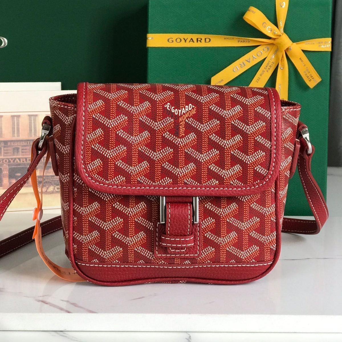 GRAND BLEU 16 IN CLASSIC RED GOYARDINE CANVAS AND LAMBSKIN