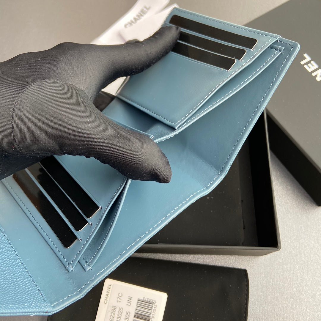 CC 82288 Classic Flap Wallet Blue Caviar GHW 229898