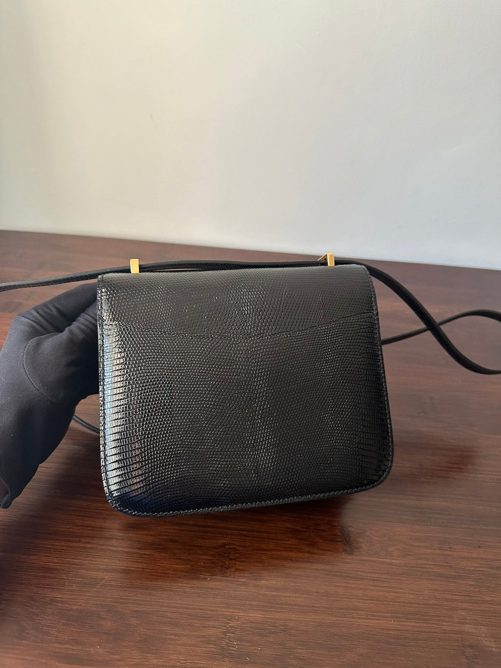 CONSTANCE 18 BLACK LIZARD GOLD HARDWARE