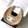 celin classic panier 33cm hobo bag raffia and white calfskin