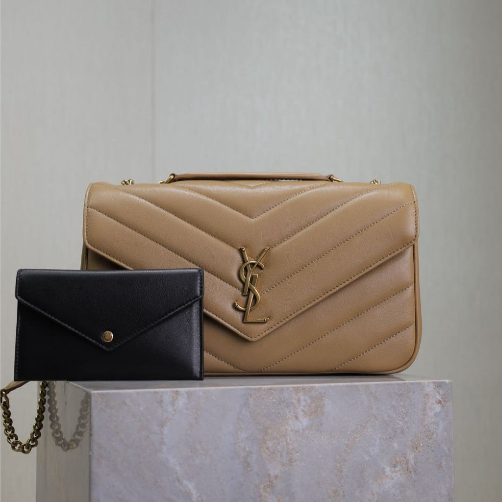 LOULOU MEDIUM 29 IN MILK TEA SHEEPSKIN GOLD HARDWARE