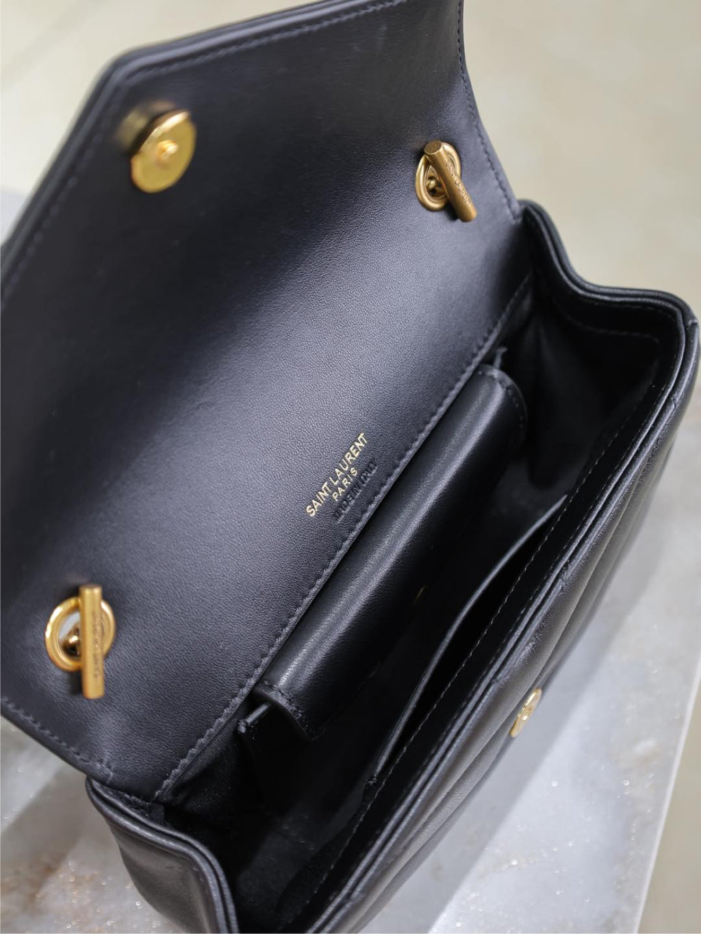 LOULOU MINI 20 IN BLACK SHEEPSKIN GOLD HARDWARE