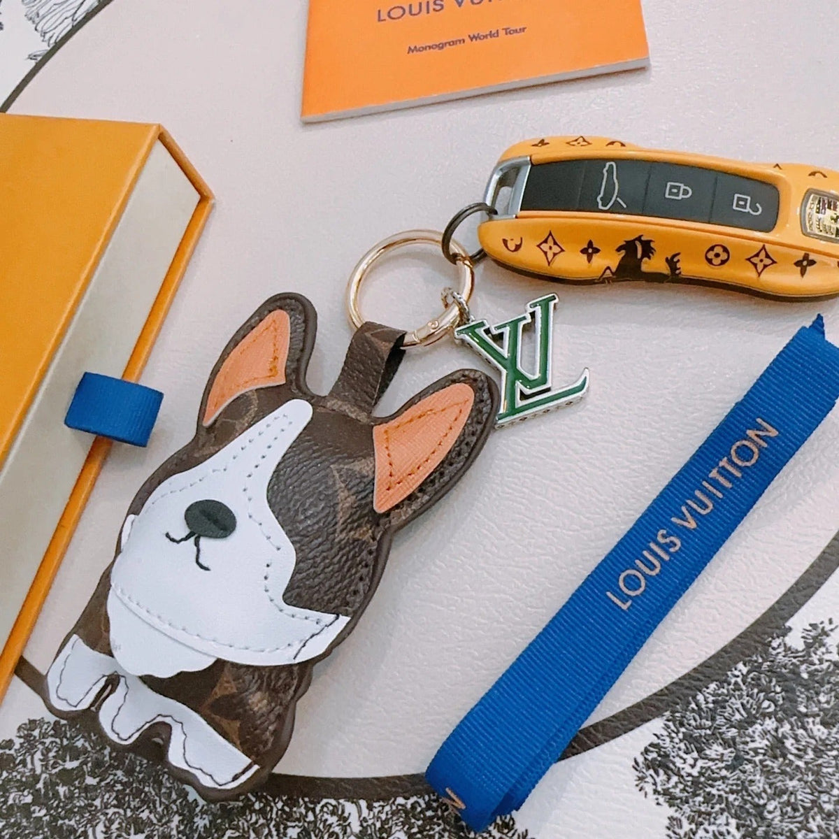 LV Brown Dog Bag Charm