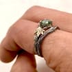 Moss Agate Sterling Silver Maple Leaf Ring Set