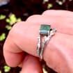 Moss Agate Sterling Silver Oak Leaf Ring