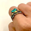 Moss Agate Sterling Silver Oak Leaf Ring