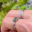Moss Agate Sterling Silver Oak Leaf Ring Set