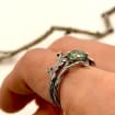 Moss Agate Sterling Silver Twig Ring Set