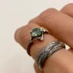 Moss Agate Sterling Silver Maple Leaf Ring Set