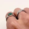 Moss Agate Sterling Silver Oak Leaf Ring Set