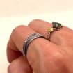 Moss Agate Sterling Silver Twig Ring Set