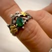 Moss Agate Sterling Silver Maple Leaf Ring Set