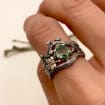 Moss Agate Sterling Silver Maple Leaf Ring Set