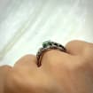 Green Moissanite Sterling Silver Maple Leaf Ring