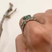 Moss Agate Sterling Silver Oak Leaf Ring