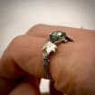Moss Agate Sterling Silver Maple Leaf Ring